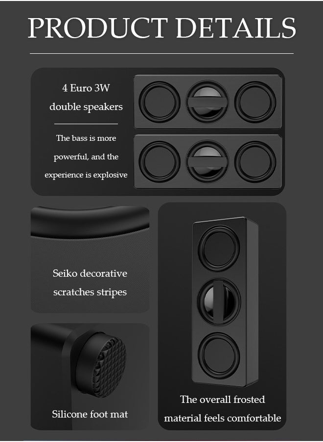 DUNISO - Computer speaker, Bluetooth mini speaker, dual speaker subwoofer surround sound quality, with silicone foot pad, suitable for computers, phones, TVs, black - Image 1
