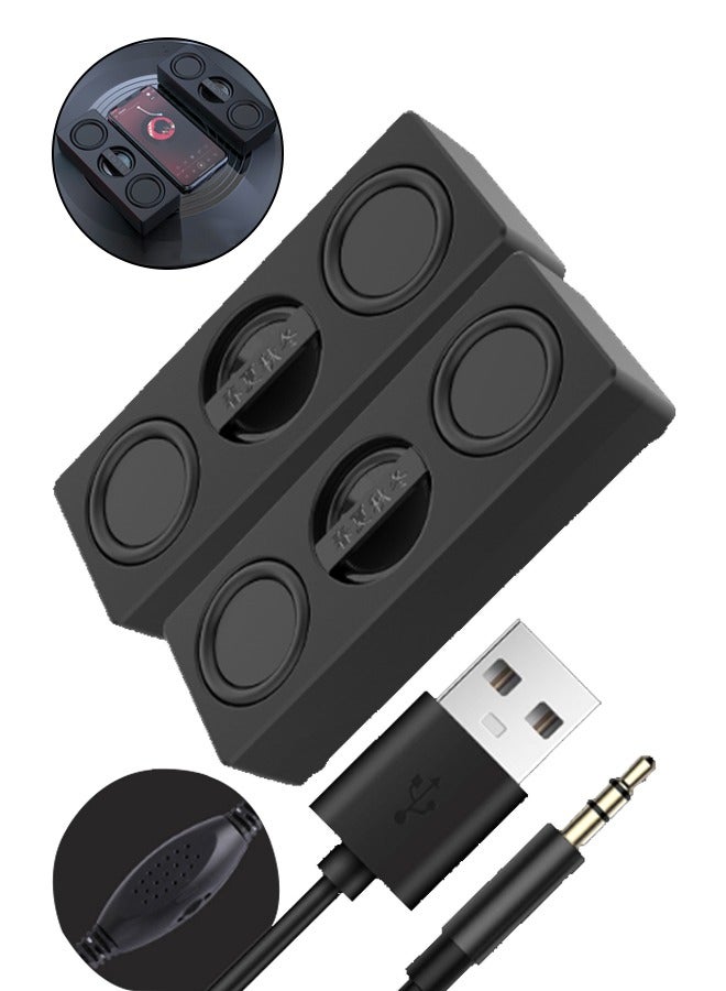 DUNISO مكبرات صوت كمبيوتر بلوتوث، مكبر صوت محمول مدمج مع تعزيز الجهير، مكبرات صوت USB قابلة للتوصيل والتشغيل للكمبيوتر، للهاتف/اللوحة/الكمبيوتر المحمول/الكمبيوتر - Image 1