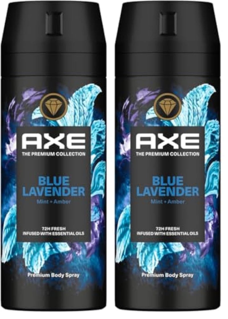 Axe The Premium Collection,Body Spray for Men, Blue Lavendar,for fine body fragance & 72H odor protection deodorant, 150ml (Pack of 2)