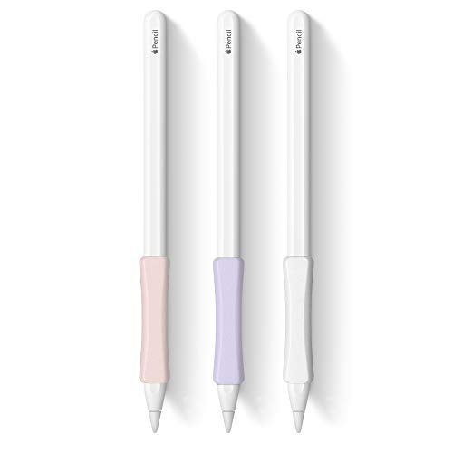 ELETIUO 3 Pack iPencil Grips Case Cover Silicone Sleeve Holder Compatible with Apple Pencil (USB-C)&Apple Pencil (2nd Generation),iPad Pro 11 12.9 inch 2018(White, Pink, Purple) - Image 1