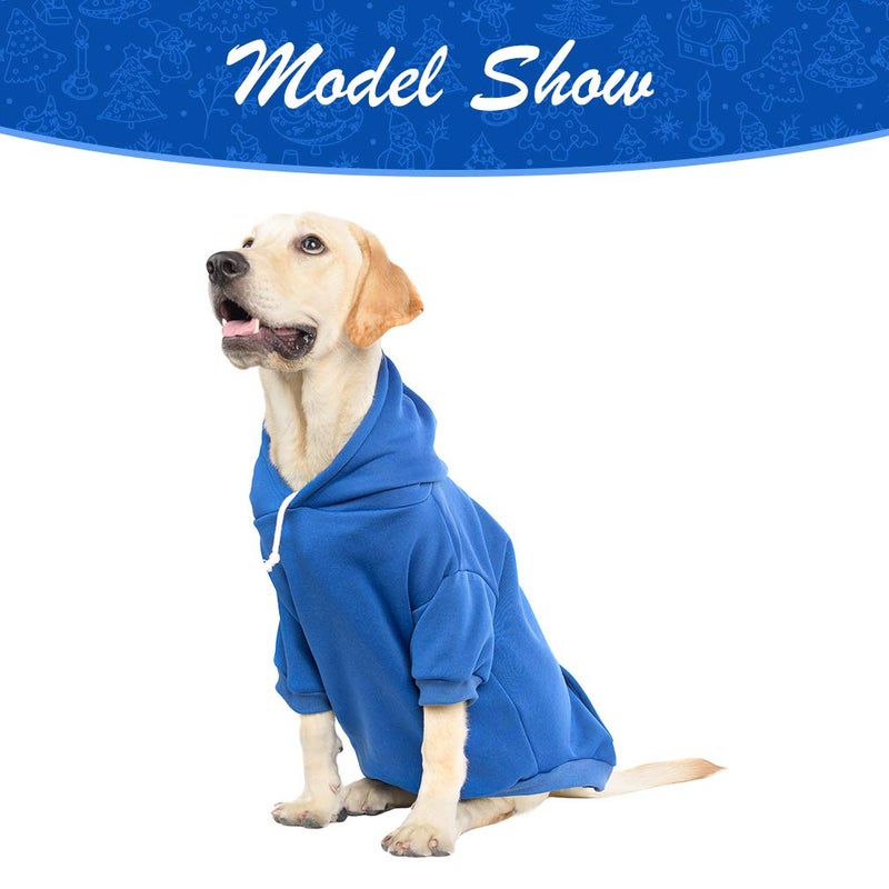 KOOLTAIL Dog Hoodie for Large Medium Small Dogs,Soft and Warm Pet Sweater with Leash Hole and Pocket Boy Girl,Puppy Fall Winter Jacket Clothes,French Pitbull Cold Weather Coat Sweatshirt,Blue L - Image 5