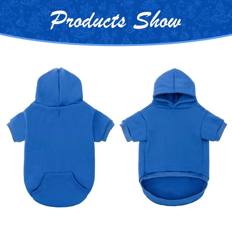 KOOLTAIL Dog Hoodie for Large Medium Small Dogs,Soft and Warm Pet Sweater with Leash Hole and Pocket Boy Girl,Puppy Fall Winter Jacket Clothes,French Pitbull Cold Weather Coat Sweatshirt,Blue L - Image 3