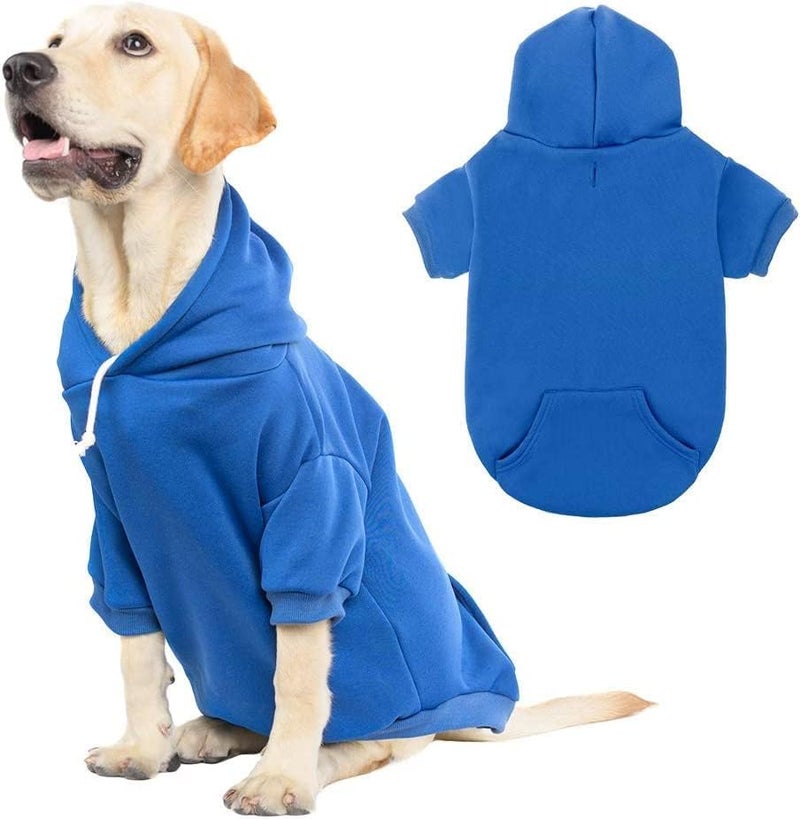 KOOLTAIL Dog Hoodie for Large Medium Small Dogs,Soft and Warm Pet Sweater with Leash Hole and Pocket Boy Girl,Puppy Fall Winter Jacket Clothes,French Pitbull Cold Weather Coat Sweatshirt,Blue L - Image 1