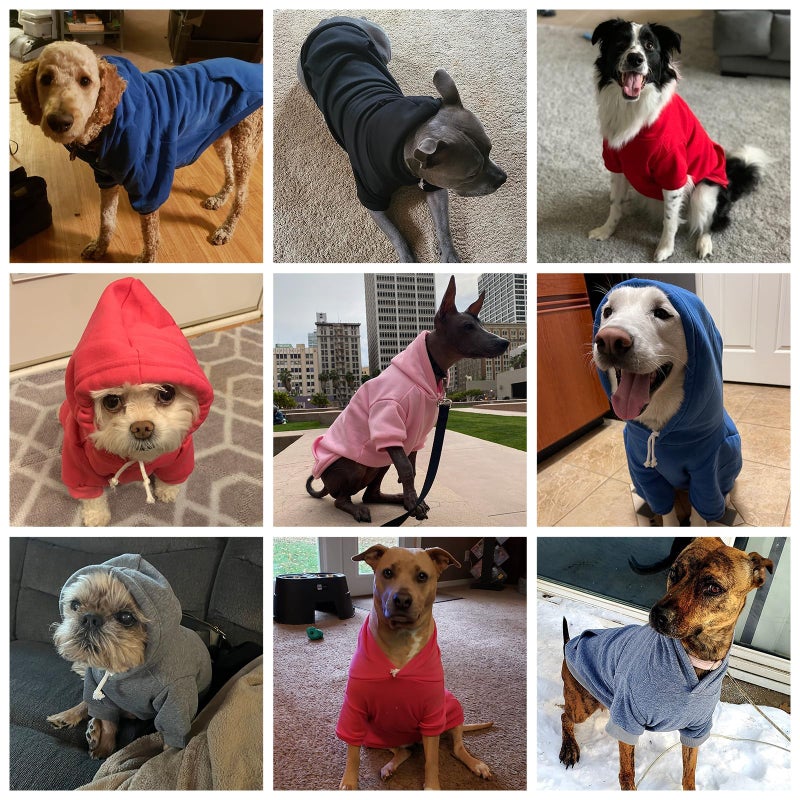 KOOLTAIL Dog Hoodie for Large Medium Small Dogs,Soft and Warm Pet Sweater with Leash Hole and Pocket Boy Girl,Puppy Fall Winter Jacket Clothes,French Pitbull Cold Weather Coat Sweatshirt,Blue L - Image 2