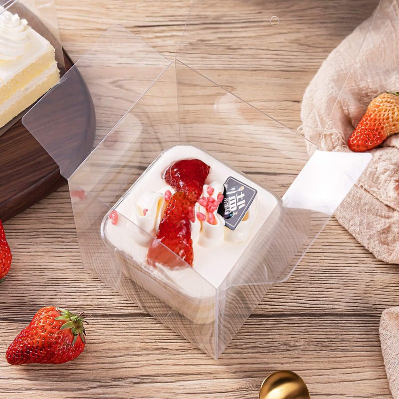 HAOHAN Clear Candy Apple Boxes with Hole 4"x 4"x 4" Transparent Favor Boxes Set of 20 Food-Grade Treat Box for Caramel Apples Cake Pops Cookies Chocolates (Clear, 20) - Image 5