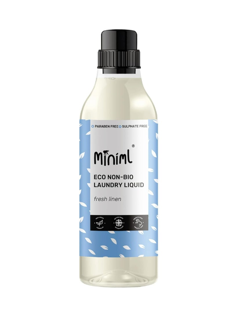 Miniml Eco Laundry Liquid Washing Detergent 1L - Natural Non Bio Fresh Linen Scented Clothes and Fabric Softener for Machine or Delicate Hand Cleaning - 100% Vegan & Cruelty Free (33 Washes) - Image 1