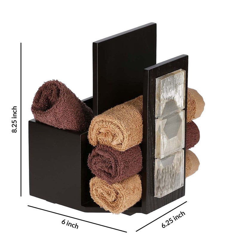 Cocktail COCKTAIL Decorative Hand Towel Stand Hand Towel Holder for Wash Basin Towel Stand for BathroomAttached Holder Wooden Towel Stand for Counter Top BrownFlower GTile  - Image 4