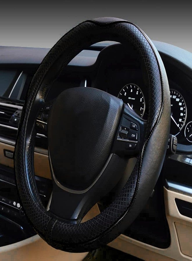 Reswish ESEWALAS Universal Car Steering Wheel Cover,Anti-Slip Leather Steering Wheel Cover,Sports Style Steering Wheel Protector,Car Interior Accessories Auto Steering Wheel Covers (Black) - Image 1