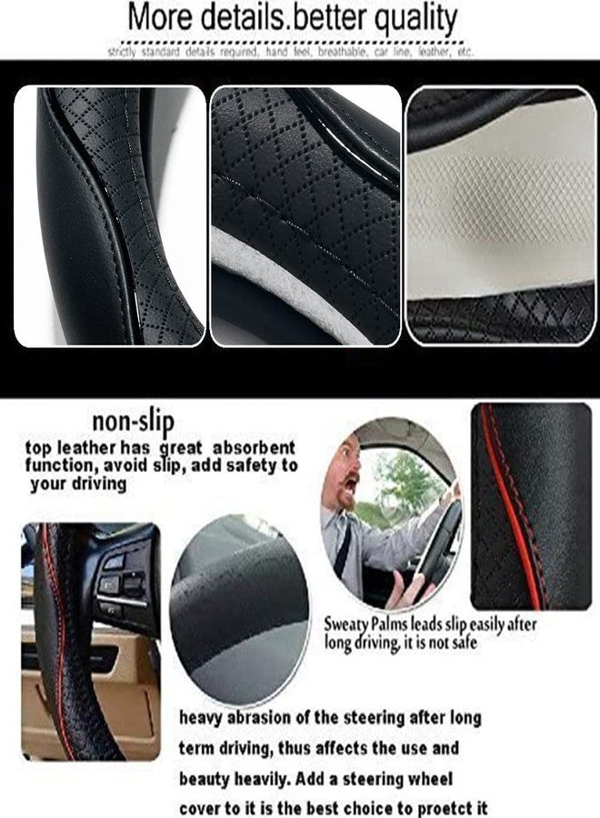 Reswish ESEWALAS Universal Car Steering Wheel Cover,Anti-Slip Leather Steering Wheel Cover,Sports Style Steering Wheel Protector,Car Interior Accessories Auto Steering Wheel Covers (Black) - Image 4