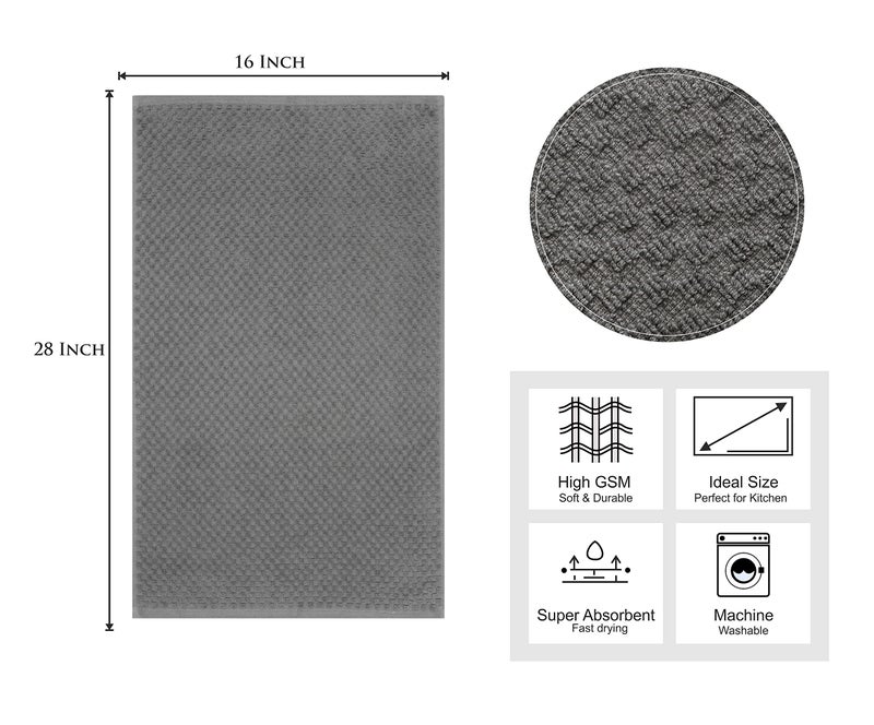 COTTON CRAFT Amazing Kitchen Towels - Set of 8 Terry Towel - 100% Cotton Euro Café Waffle Weave Dish Towel Set - Soft Absorbent Quick Dry Low Lint Reusable Pantry Bar Cleaning Cloth - 16x28 - Charcoal - Image 2