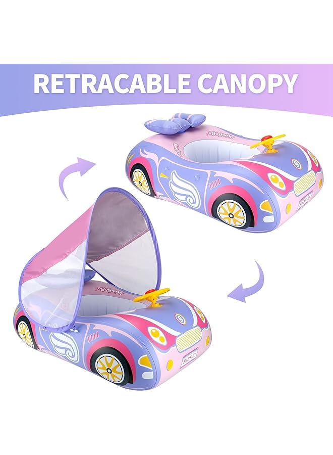 KASTWAVE Baby Pool Float With 3D Car Design Heavy Duty Pvc Baby Swim Float Toddler Pool Float Swimming Floats Seat Boat With Steering Wheel For 12 18 12 24 Months Age 2 3 1 4 Years Girl Boy - Image 5