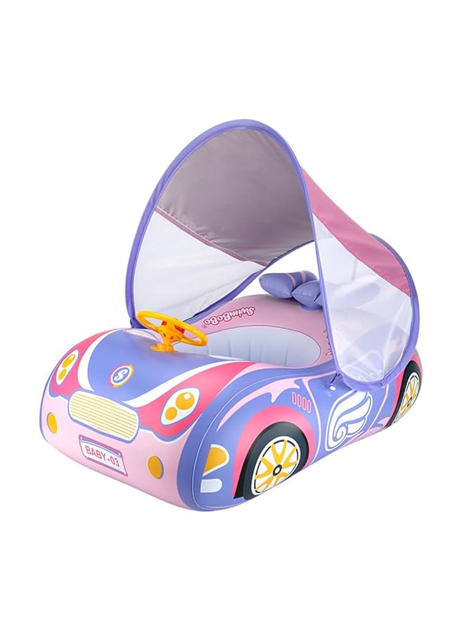 KASTWAVE Baby Pool Float With 3D Car Design Heavy Duty Pvc Baby Swim Float Toddler Pool Float Swimming Floats Seat Boat With Steering Wheel For 12 18 12 24 Months Age 2 3 1 4 Years Girl Boy - Image 1