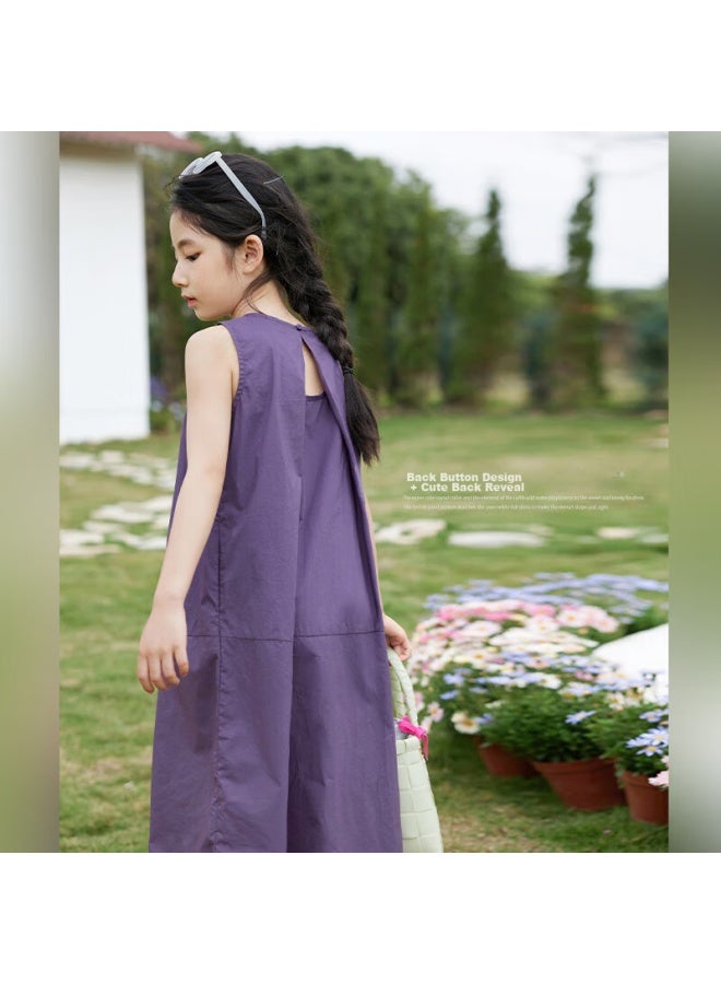 Luson Chen Da Zhu Girls' Summer Dress, New Style Children's Dress, Fashionable And Stylish Little Girl's Long Dress, Puff Sleeves - Image 1