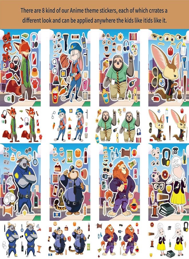 HighMount 24Pcs Zoot 2 Stickers Make a Face - 8 Design Jud Hopps Nic Wilde Anime Cute Cartoon Animal City Decals DIY Make Your Own for Fans Scarpbook Birthday Party Favor Supplies Toys Gifts - Image 3