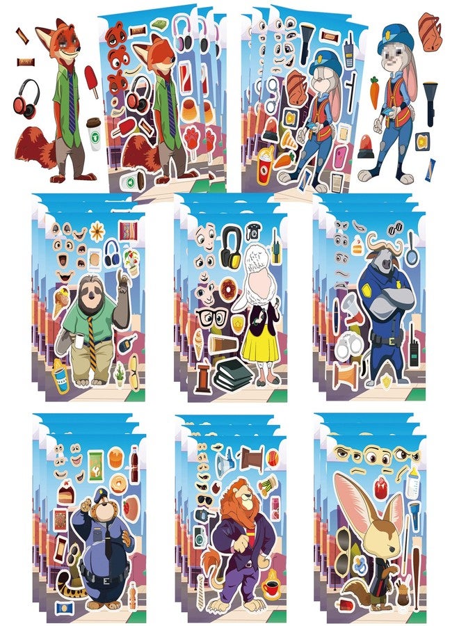 HighMount 24Pcs Zoot 2 Stickers Make a Face - 8 Design Jud Hopps Nic Wilde Anime Cute Cartoon Animal City Decals DIY Make Your Own for Fans Scarpbook Birthday Party Favor Supplies Toys Gifts - Image 1