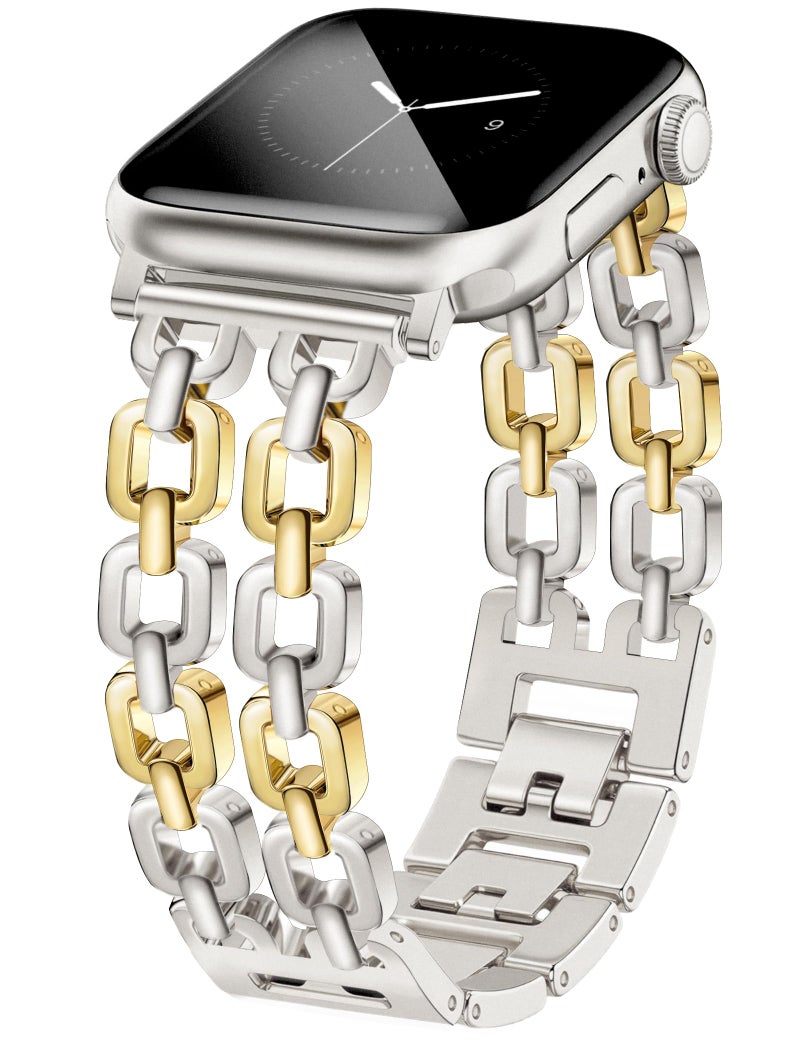 Newlibery Starlight Gold Watch Bands for Women Compatible with Apple Watch 38mm 40mm 41mm 42mmS1011 Adjustable Metal Strap Dressy Pretty Chain Bracelet for iWatch Series 1110987654SE321 - Image 2