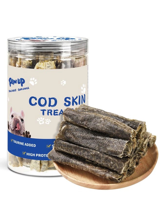 PAWUP Dog Treats, Cod Skins Dog Treat with Taurine, One-Ingredient Grain-Free Chew Fish Skin Rolls Rich in Omega3, 8 oz - Image 1