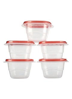 Rubbermaid 5-Piece Square Container Clear and Red 14.224 x 13.97 x 12.446 cm 6132542  - Image 2