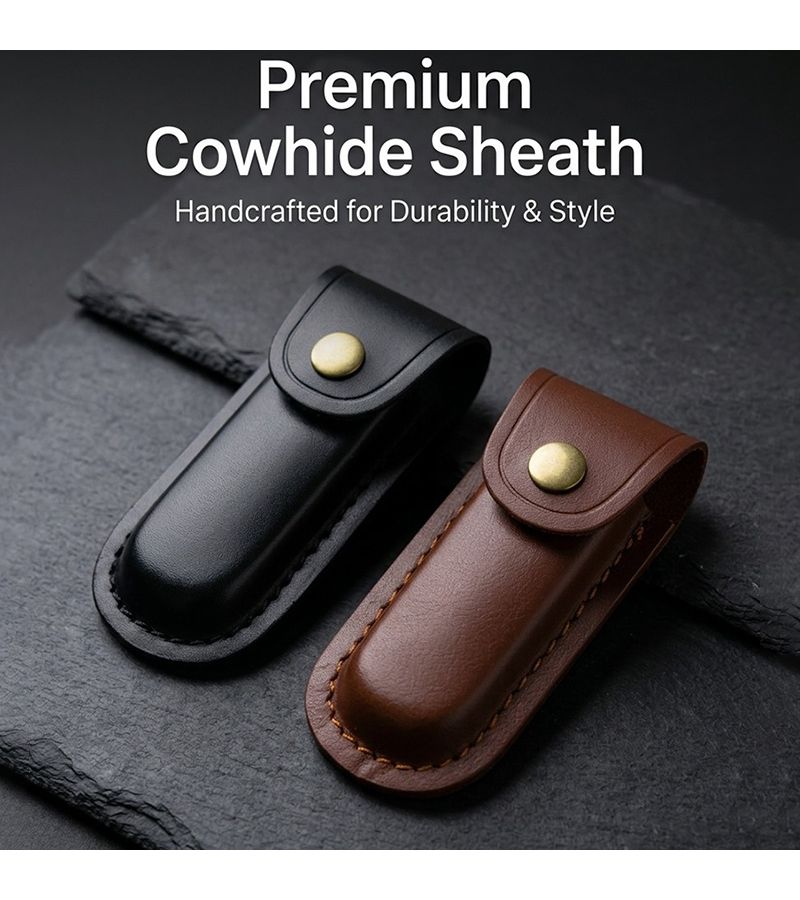 Brown Large Cowhide Leather EDC Tool Sheath For Knife And Multitool Storage Holster - Image 1