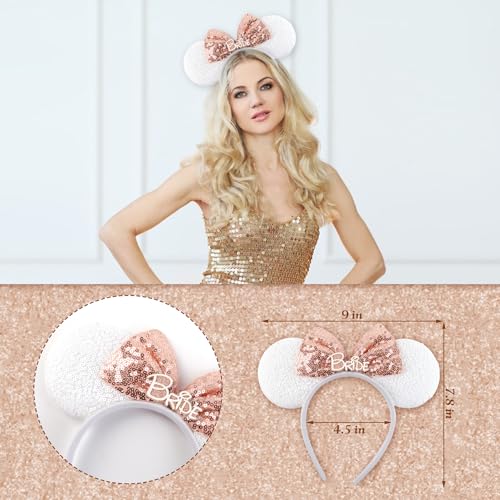 Chug Buddy Mouse Ears Set - Bride Accessories - Bachelorette Party Favors - Match Bachelorette Outfit (Rose Gold/White, 1) - Image 3