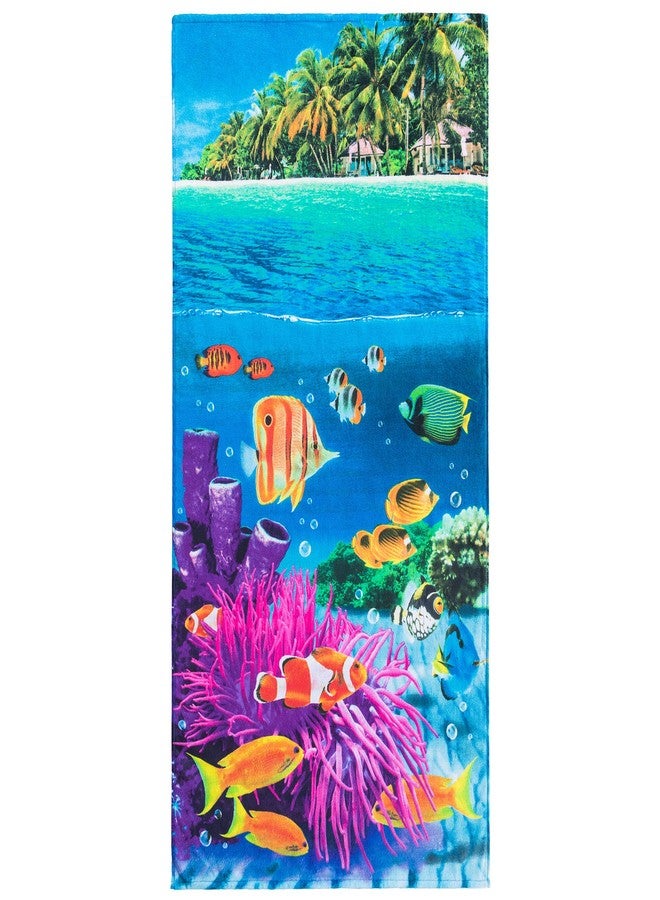 Softerry Tropical Island Beach Towel 30 x 60 inch 100% Cotton Coral Reef and Fishes - Image 2