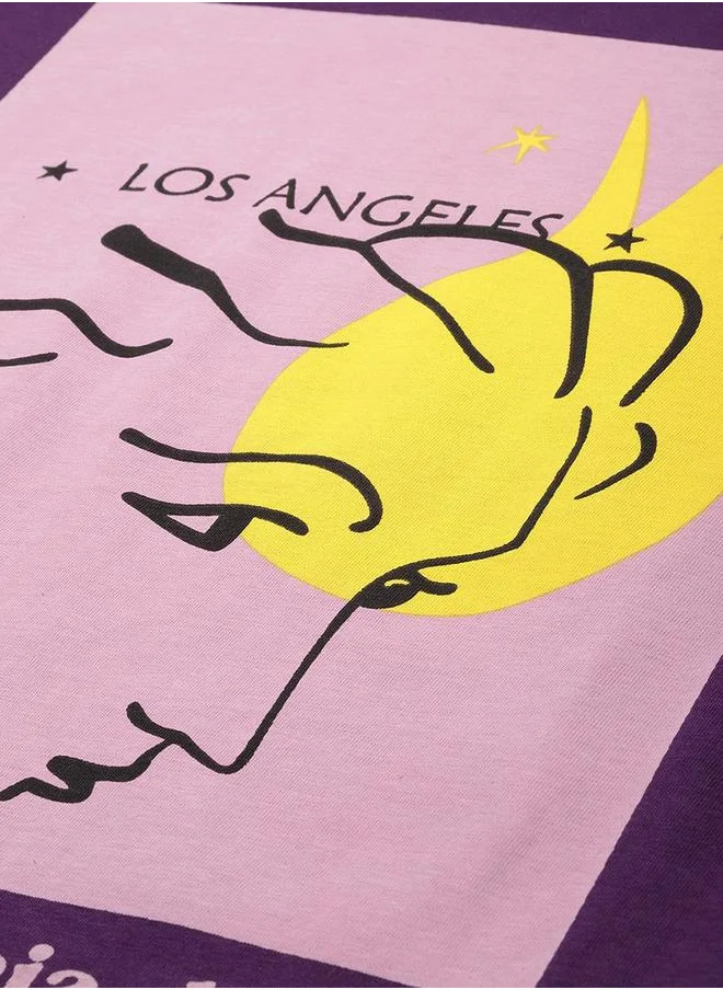 Dillinger Oversized Girl Graphic Combed Cotton T-Shirt by Styli