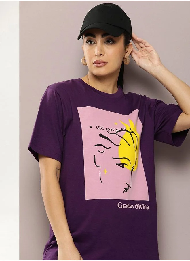 Dillinger Oversized Girl Graphic Combed Cotton T-Shirt by Styli