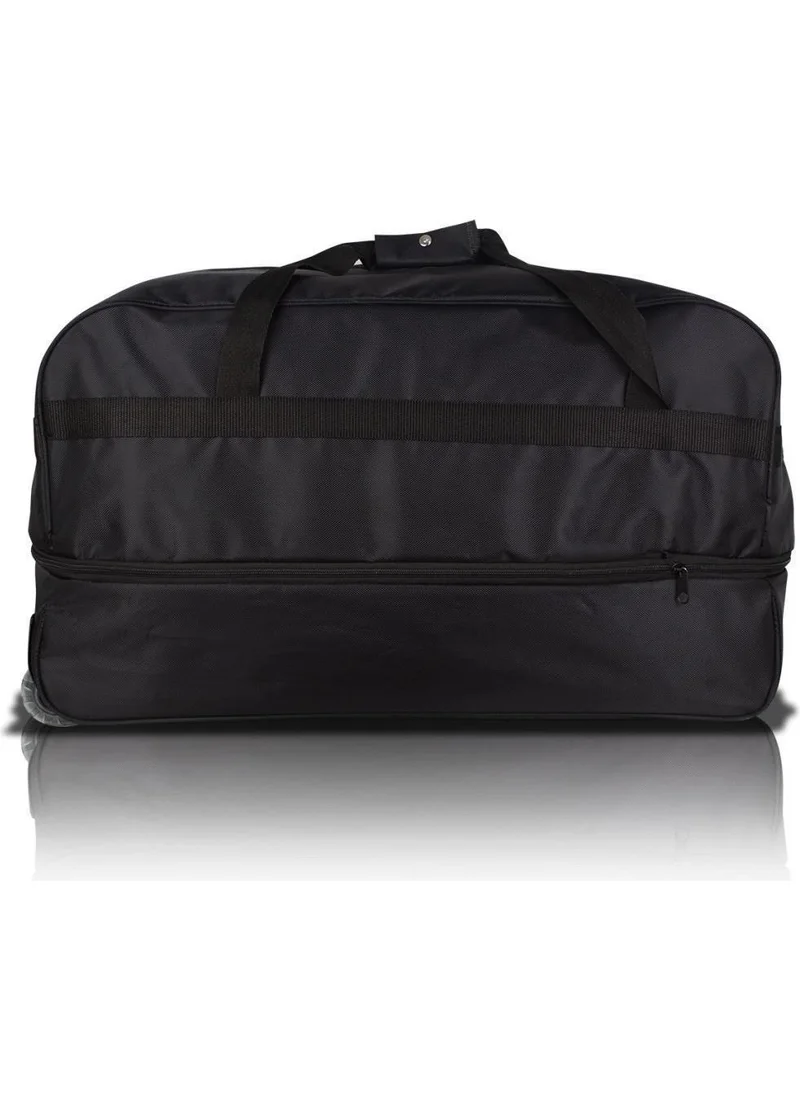 Başkent Çanta Başkent Bag Black 3-Wheel Bellows Large Size Fabric Suitcase