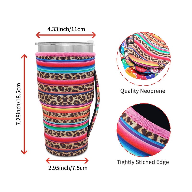 AJLTPA Bottle Sleeve Leopard Print Rainbow Sunflower Water Neoprene Insulated Sleeve Bottle Cover Pouch for 30oz Tumbler Cup (Only Cup sleeves) (Leopard) - Image 2