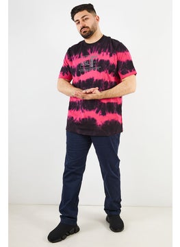 DIESEL Men Crew Neck Short Sleeve Printed Tie Dye T Shirt, Pink Combo  - Image 3