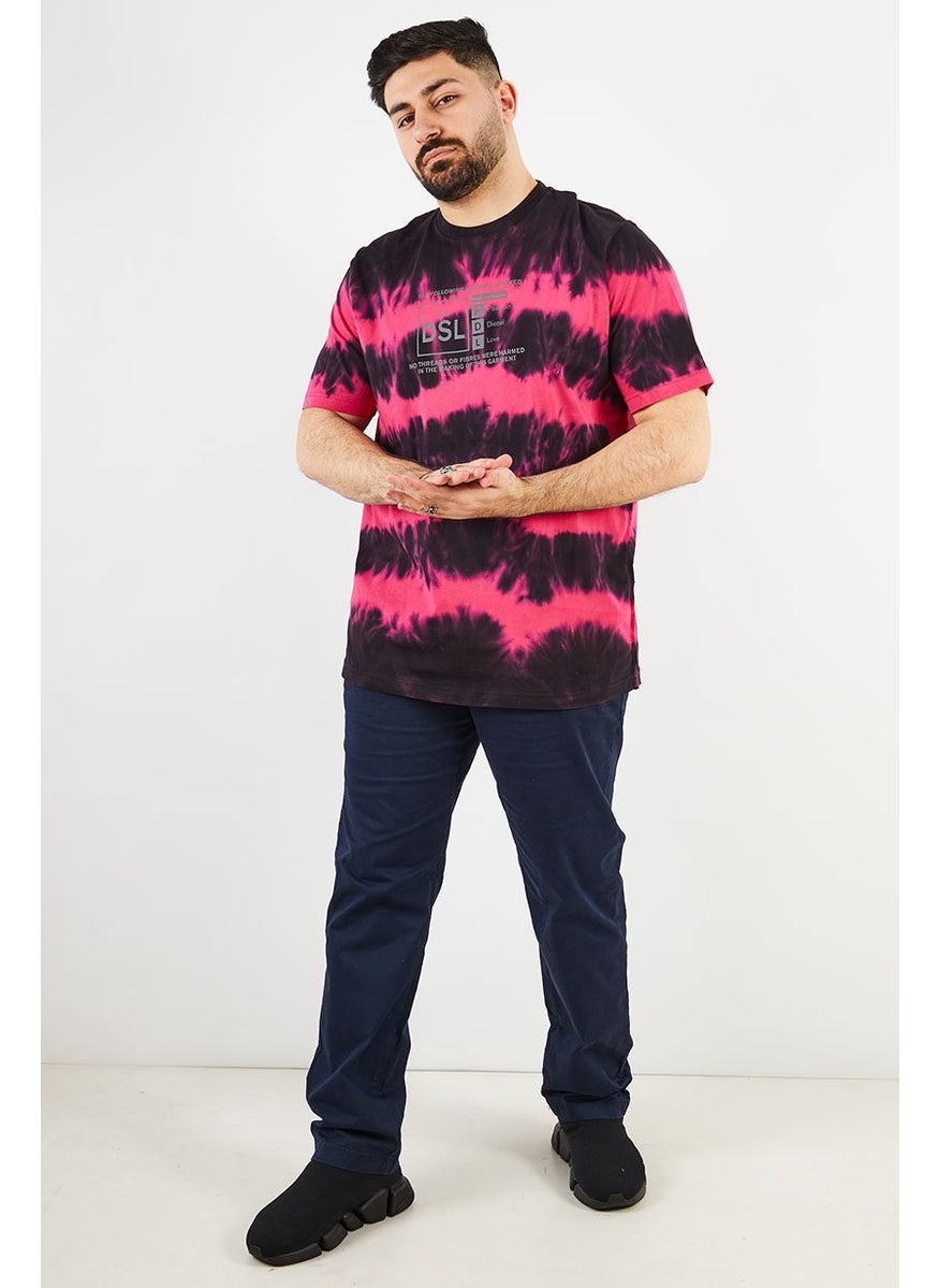 DIESEL Men Crew Neck Short Sleeve Printed Tie Dye T Shirt, Pink Combo  - Image 3