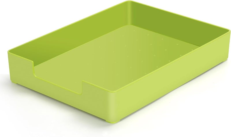 AZFUNN Letter-Size Tray Desk Letter Tray Paper Tray, Sturdy Heavy-Duty Plastic Printer Paper Tray, Single-Tier Stackable File Storage Organizer for Office Home (1, Green) - Image 1