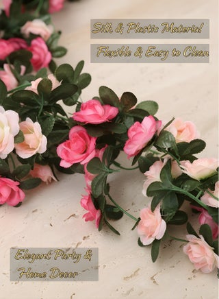 Artificial Rose Vine Party Decoration,Artificial Garland Home Decoration,Flower Plant Rattan Family Hotel Wedding Party Background,Garden Craft Art Decoration 98 Inches (5PCS) - view 5