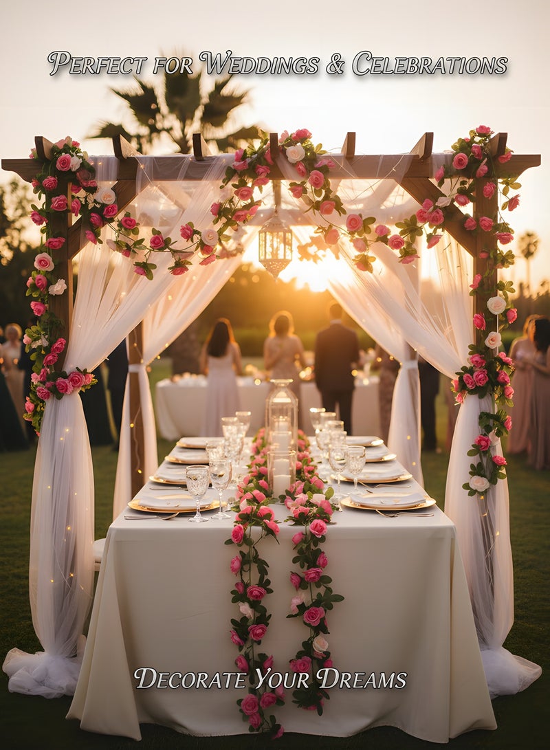 Beauenty Artificial Rose Vine Party Decoration,Artificial Garland Home Decoration,Flower Plant Rattan Family Hotel Wedding Party Background,Garden Craft Art Decoration 98 Inches (5PCS) - Image 3