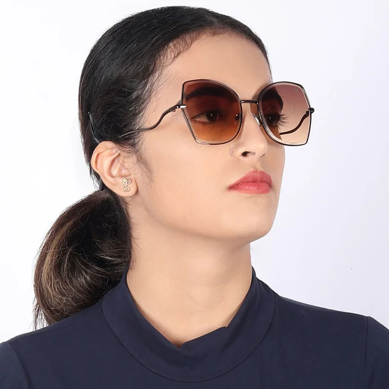 Woggles Latest & Stylish UV Protected Brown Oversized Sunglasses for Women