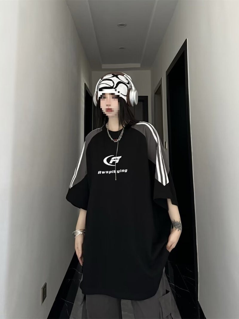 Summer 2024 American-Style High Street Short-Sleeved T-Shirt Men'S Niche Contrast Ribbon Stitching Design Sense Korean-Style Heavy Half-Sleeved T-Shirt - Image 3