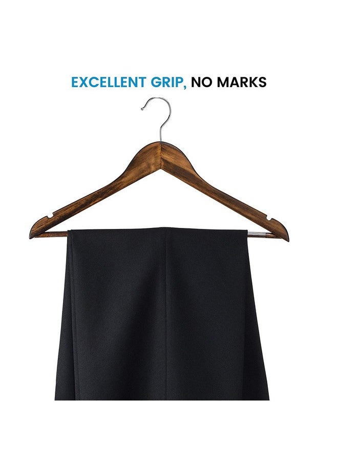 STAR WORK - Cherry Wooden Wardrobe Storage Suit Hangers - Premium Wood With Notches & Chrome Swivel Hook For Dress Clothes, Coats, Jackets, Pants, Shirts, Skirts (24) - Image 1