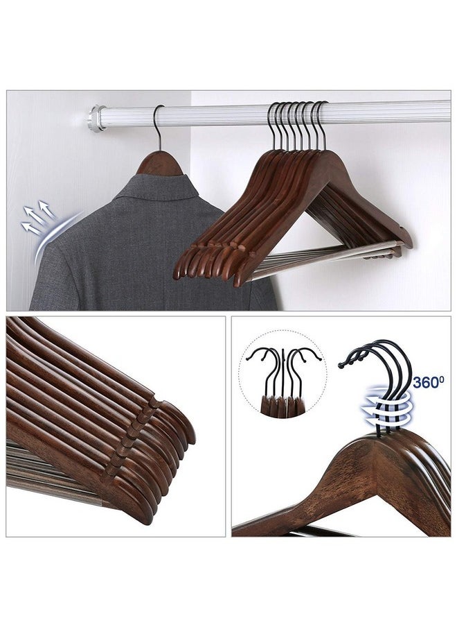 STAR WORK - Cherry Wooden Wardrobe Storage Suit Hangers - Premium Wood With Notches & Chrome Swivel Hook For Dress Clothes, Coats, Jackets, Pants, Shirts, Skirts (24) - Image 1