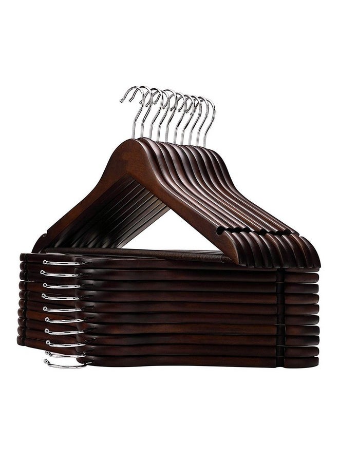 STAR WORK - Cherry Wooden Wardrobe Storage Suit Hangers - Premium Wood With Notches & Chrome Swivel Hook For Dress Clothes, Coats, Jackets, Pants, Shirts, Skirts (24) - Image 1