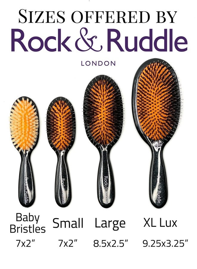 Rock & Ruddle Natural Mixed Boar Bristle Hair Brush for Women and Kids (Small/Travel Size, 17.5cm) - Perfect for Wet or Dry Hair, Detangling Smoothing Blowdrying - Made in UK - Peacocks Design - Image 4