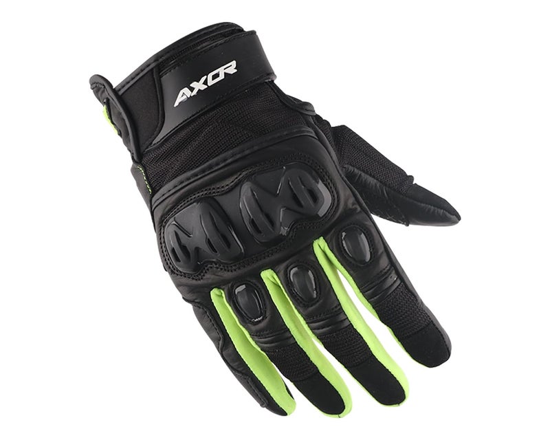 Axor Viper Riding Gloves,Touch Screen Compatible, & Visor Wiper Fingertips-Premium Bike Gloves Black Neon Green-XL - Image 1