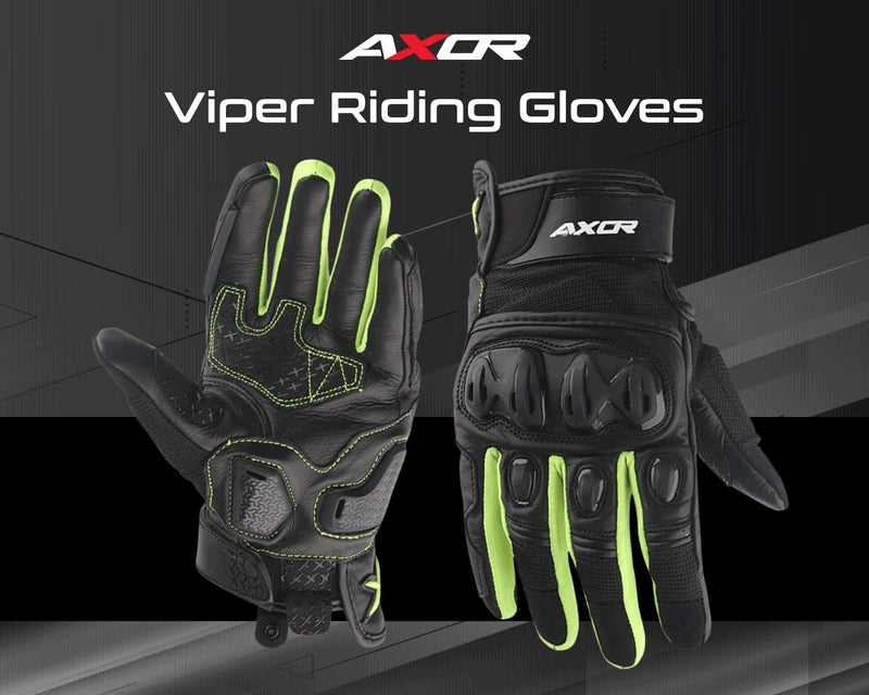 Axor Viper Riding Gloves,Touch Screen Compatible, & Visor Wiper Fingertips-Premium Bike Gloves Black Neon Green-XL - Image 2