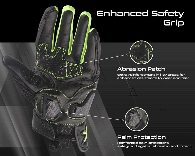 Axor Viper Riding Gloves,Touch Screen Compatible, & Visor Wiper Fingertips-Premium Bike Gloves Black Neon Green-XL - Image 5
