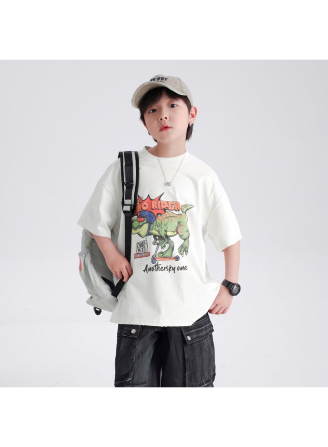 Boys' Summer Cool And Handsome Cartoon Short-sleeved T-shirt  New Style Kidsren's Boys Summer Half-sleeved Loose Tops Trendy