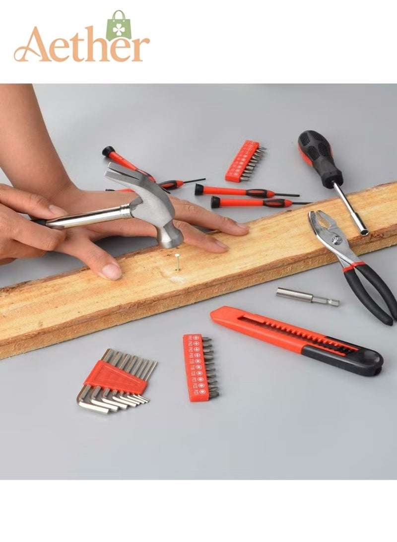 أثير مجموعة أدوات منزلية مكونة من 39 قطعة مع صندوق أدوات بلاستيكي، مجموعة أدوات يدوية عامة عالية الجودة لإصلاح المنزل والصيانة والتجميع والمشروعات اليدوية - Image 4