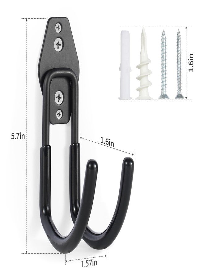 Pruite Hose Hanger Wall Mount 2 Pack,Hose Holder Heavy Duty Hose Hanger with Screws Max Weight Capacity 66 Lbs,Metal Hose Hook Hose Hangers for Outside Hose Rack Suitable for Garage,Garden and Yard，Black - Image 2