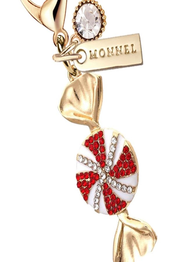 MONNEL MC664 Little Christmas Candy Lobster Clasp 3D Charm for Women with Velvet Bag (White & Red,1 Piece) - Image 2