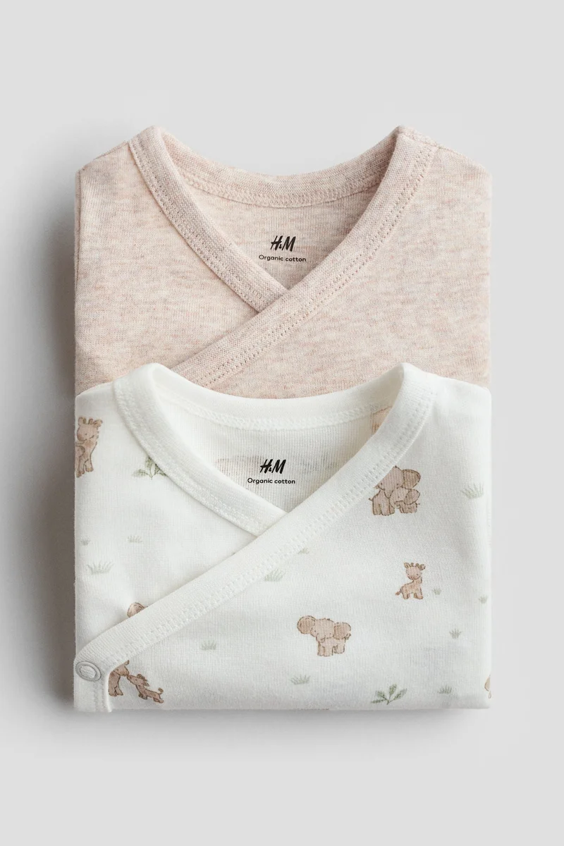 اتش اند ام بودي سوت قطني بتصميم ملفوف - عبوة من قطعتين