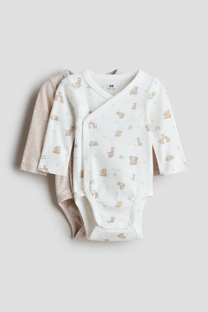 اتش اند ام بودي سوت قطني بتصميم ملفوف - عبوة من قطعتين