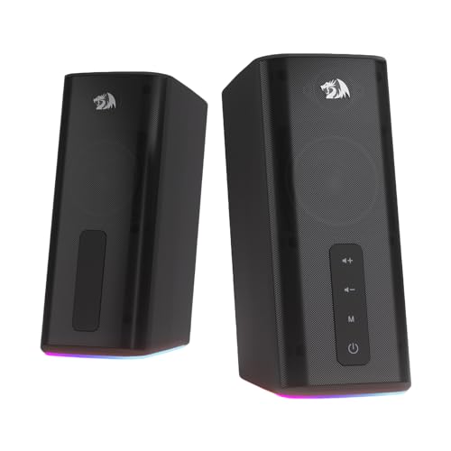 Redragon GS814 Stereo Desktop Speaker 20W Output 4 Real Units Wireless 5035mm AUX Enhanced Bass TouchControl Dynamic RGB Lighting - Image 1